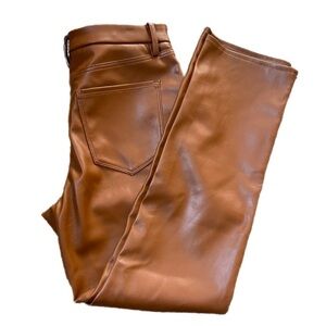 Good American Good Icon Faux Leather Pants in Burnt Carmel002 Size 15